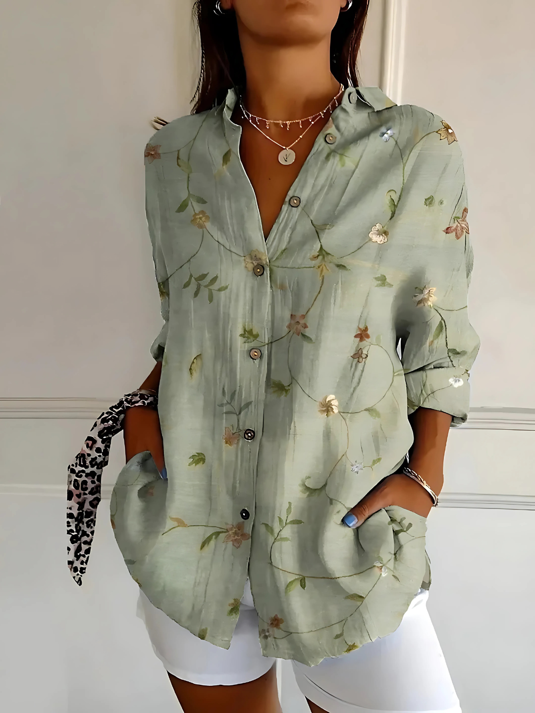 Viviana | Floral Wave Cotton Blouse