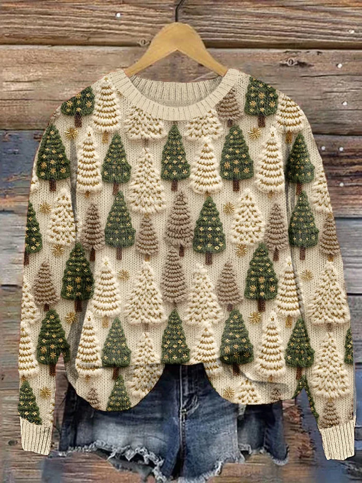 Veronica | Knitted Sweater with Christmas Trees