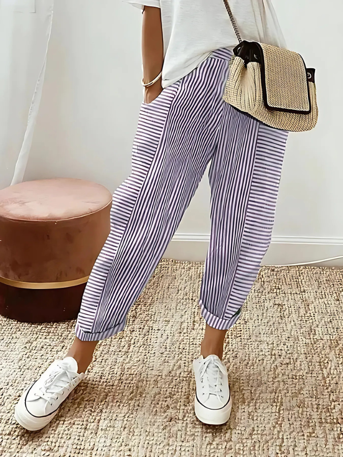 Dahlia | Striped Cotton Pants