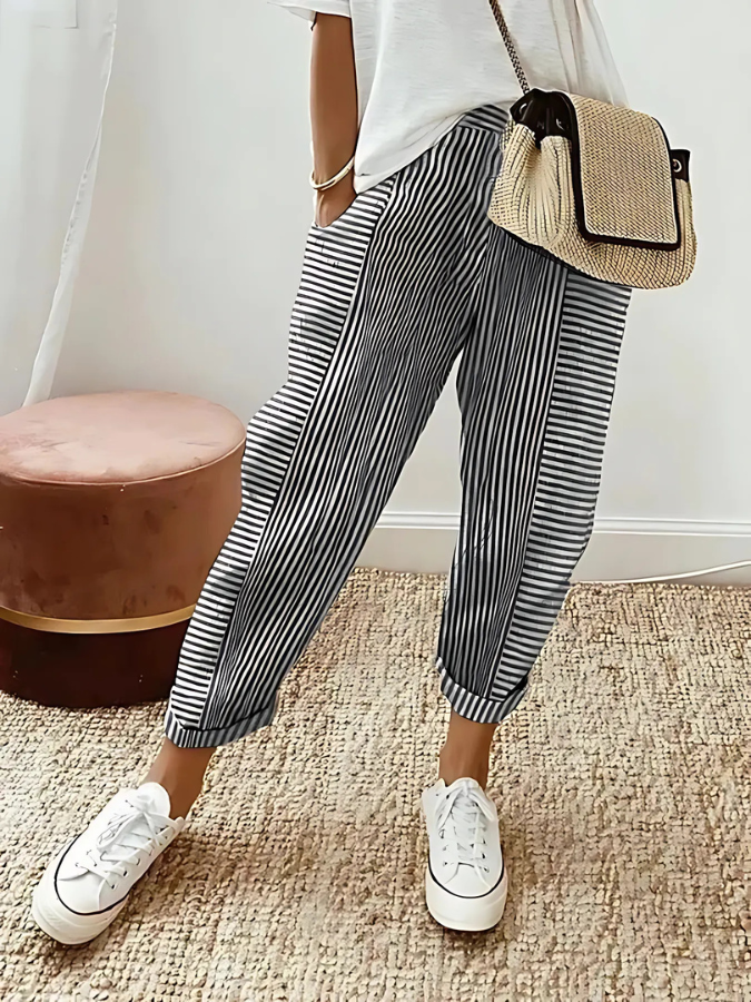 Dahlia | Striped Cotton Pants