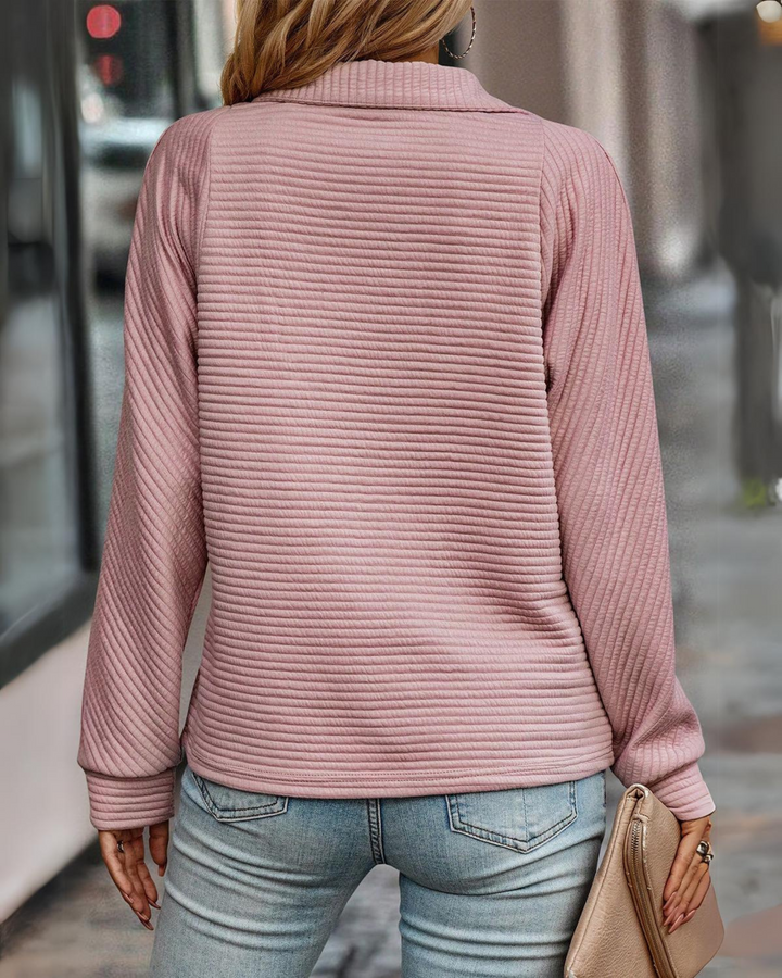 Ailany | Ribbed Quarter-Zip Sweatshirt