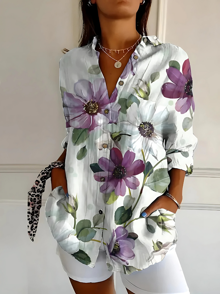 Viviana | Floral Wave Cotton Blouse