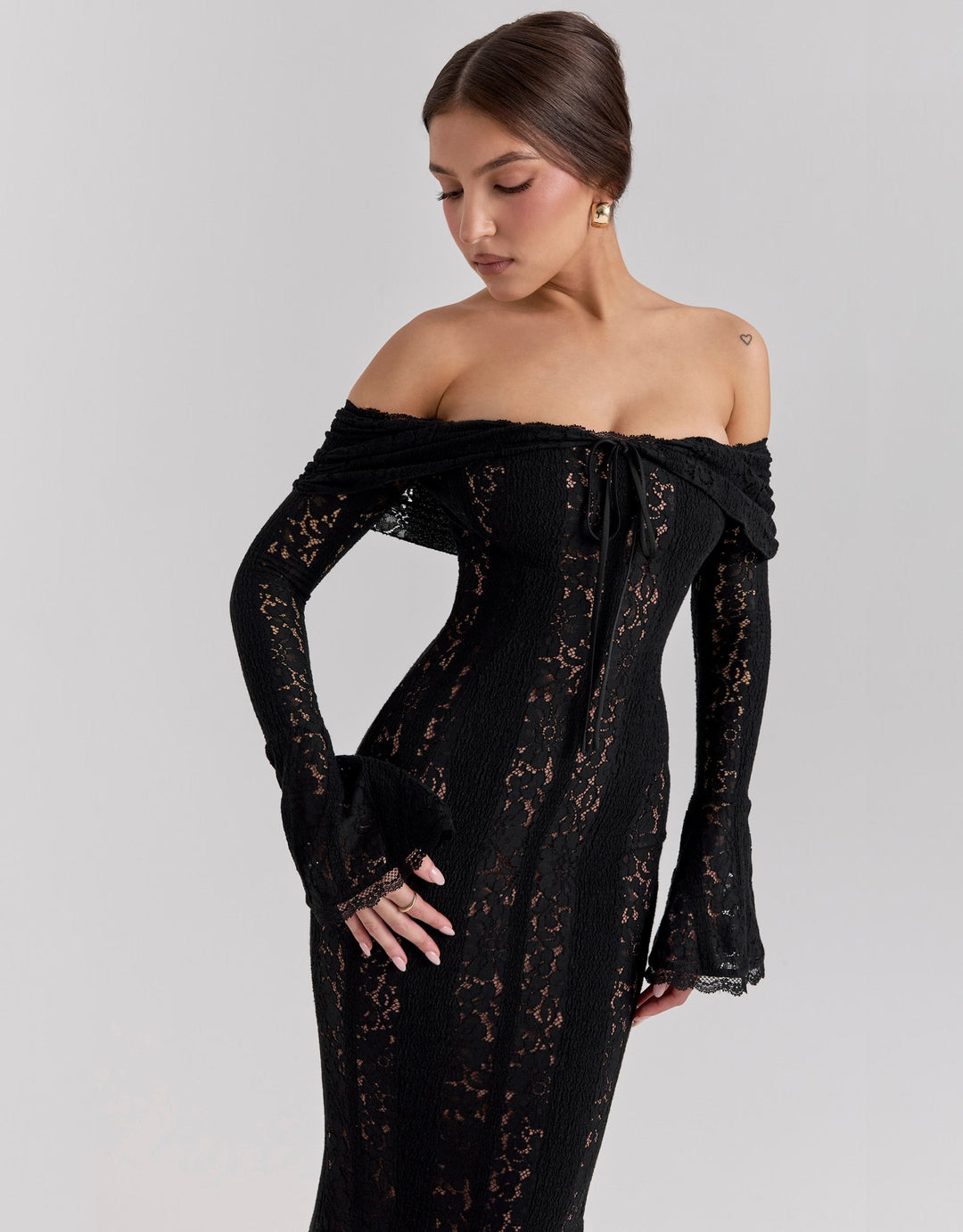 Selah | Lace Off Shoulder Cutout Maxi Dress