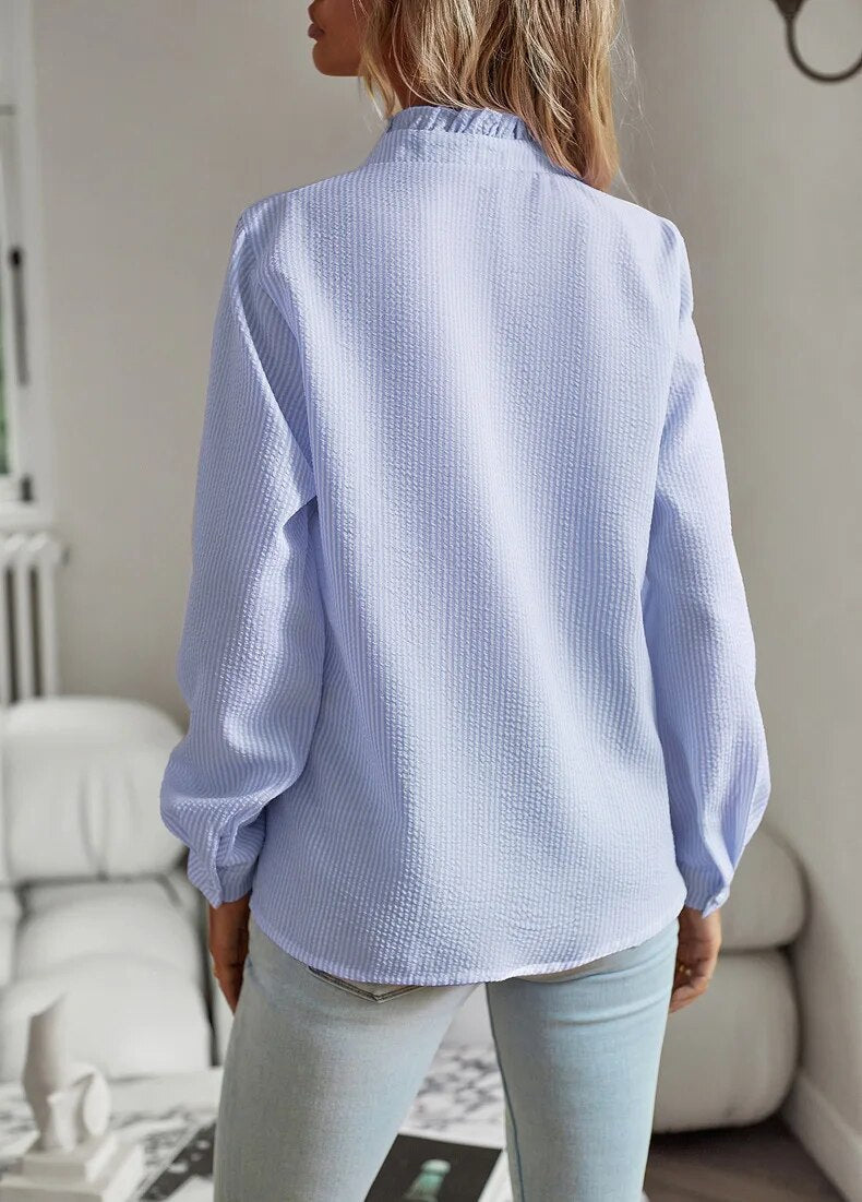 Selene | Long Sleeve Blouse with Cuff Collar Design