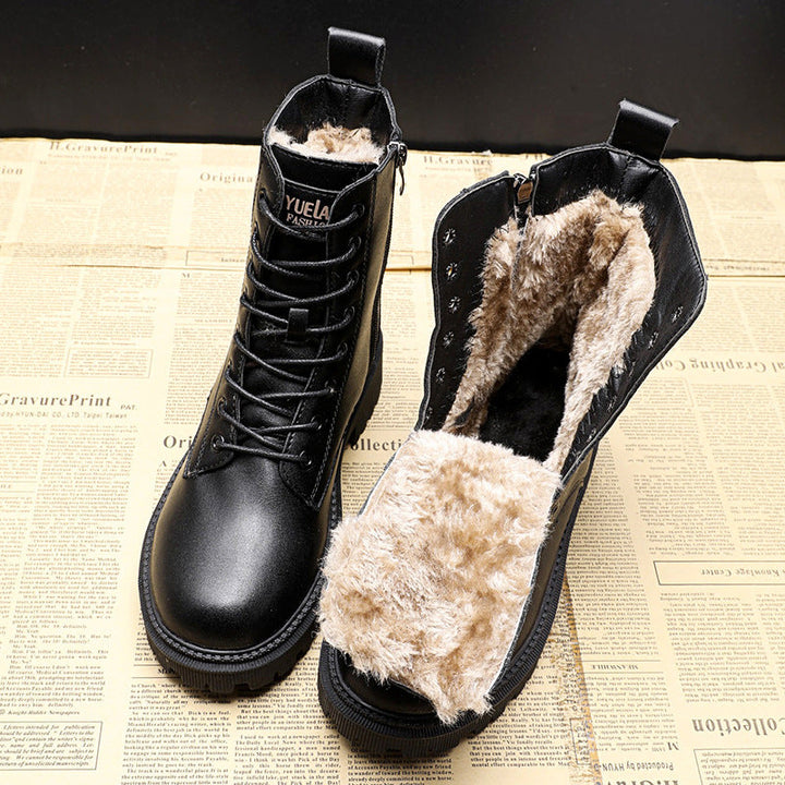 Olivia | Black Leather Winter Boots