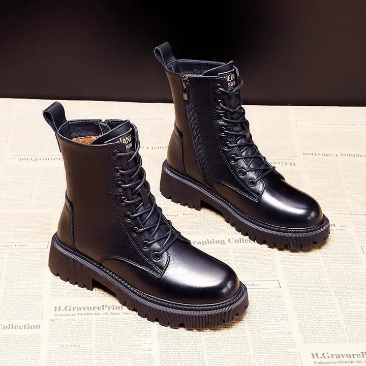 Olivia | Black Leather Winter Boots