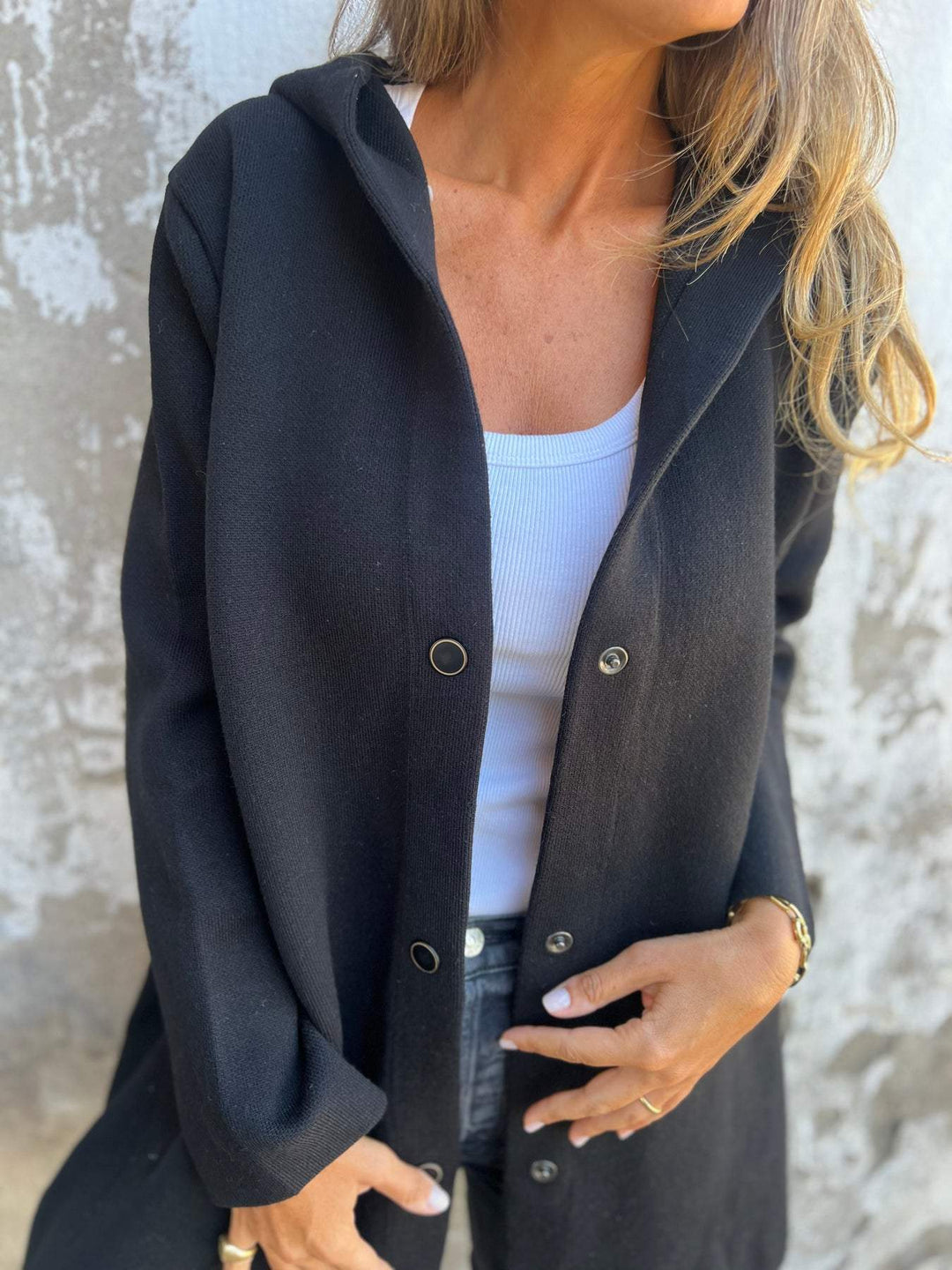 ELISA | Casual single-breasted blazer with hood