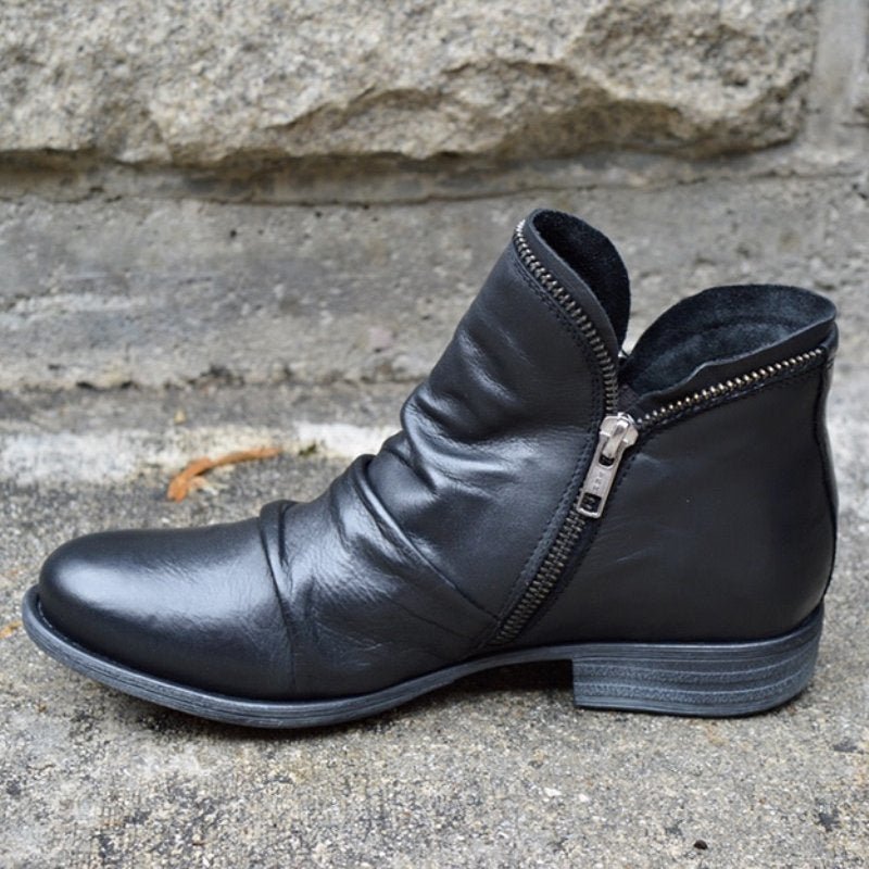 Vianne | Leather boots with zipper closure