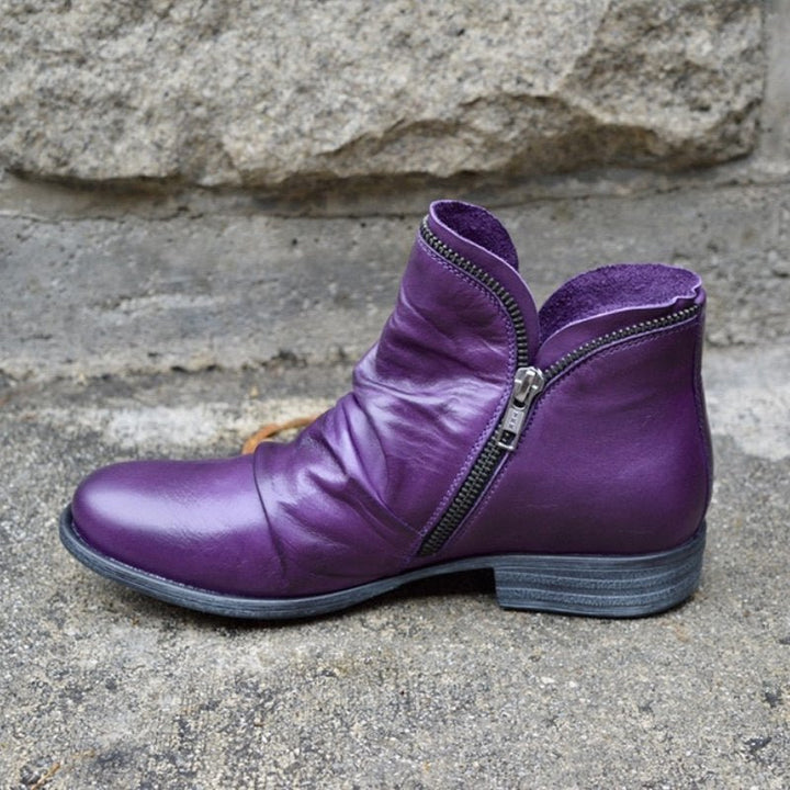 Vianne | Leather boots with zipper closure